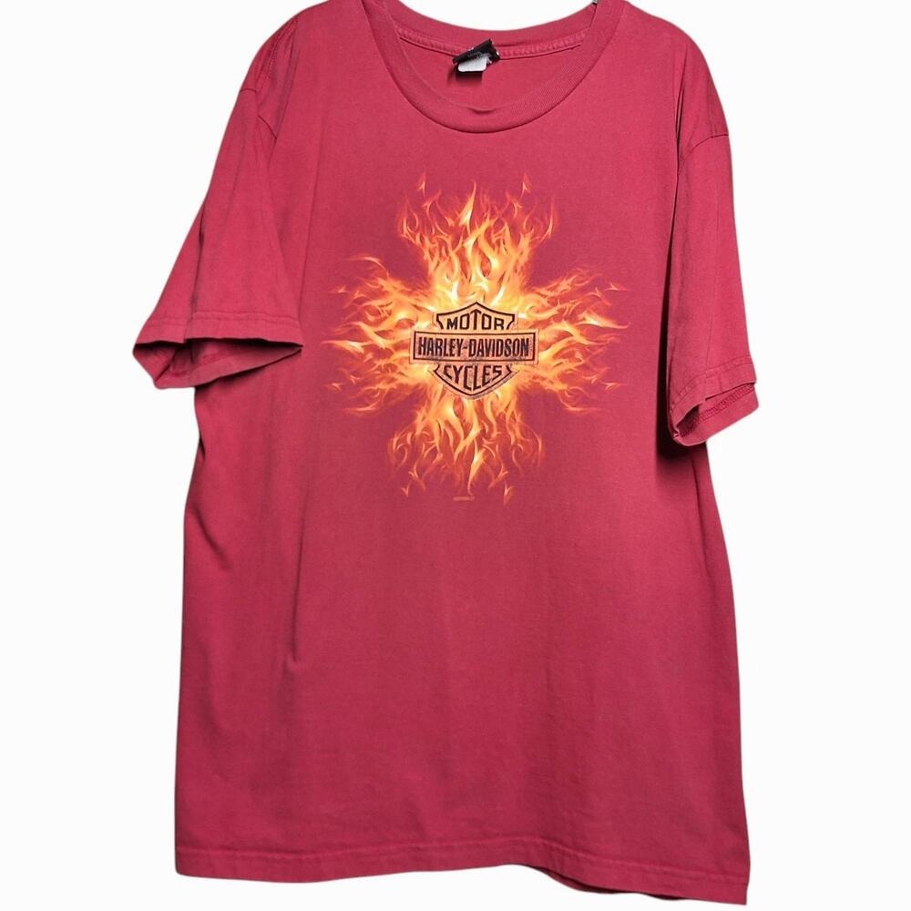 Harley Davidson vintage double sided graphic tee Mens XL red w flames Y2K rare